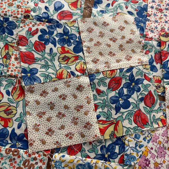 Hand Sewn Patchwork quilt squares or blocks a lot of 16 multicolor cotton 1940's - Picture 5 of 8